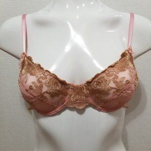Glamour bra 34B floral lace mesh ornate bow butterfly dragonfly romantic lolita